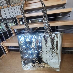 Marc Jacobs Silver Mirror Heart-Embossed Tote Bag
